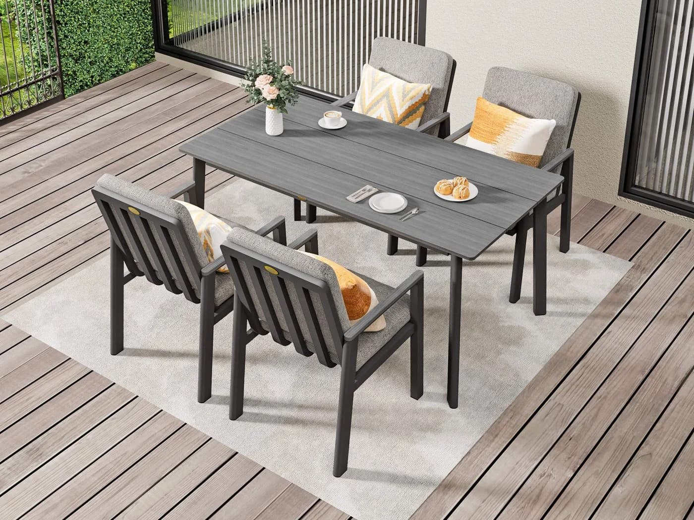 MeXo Gartenlounge-Set 5-tlg. Beige/Grau Aluminium PS - Bild 5