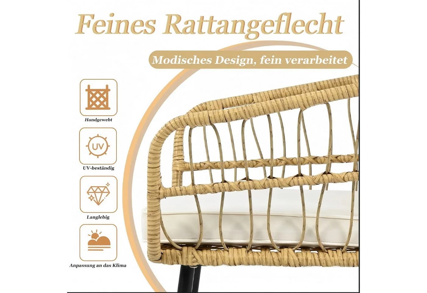Odikalo Gartenlounge-Set 5-tlg. Schwarz/Weiß Rattan - Bild 5