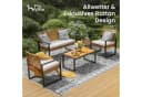 PHI VILLA Gartenlounge-Set 4-tlg. Beige PE Rattan Akazie Bild 5