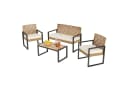 PHI VILLA Gartenlounge-Set 4-tlg. Gelb PE Rattan Schmiedeeisen Akazie Bild 2