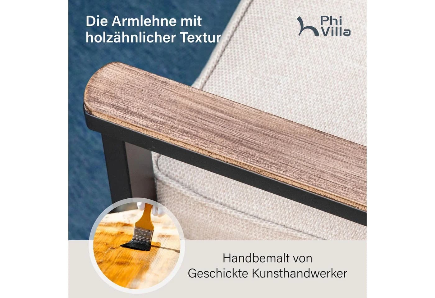 PHI VILLA Garten-Essgruppe Beige Rattan Holz - Bild 4