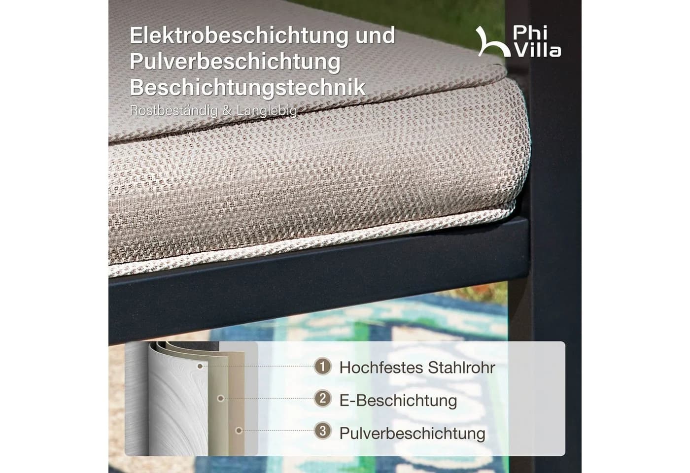 PHI VILLA Garten-Essgruppe Beige Rattan Holz - Bild 5