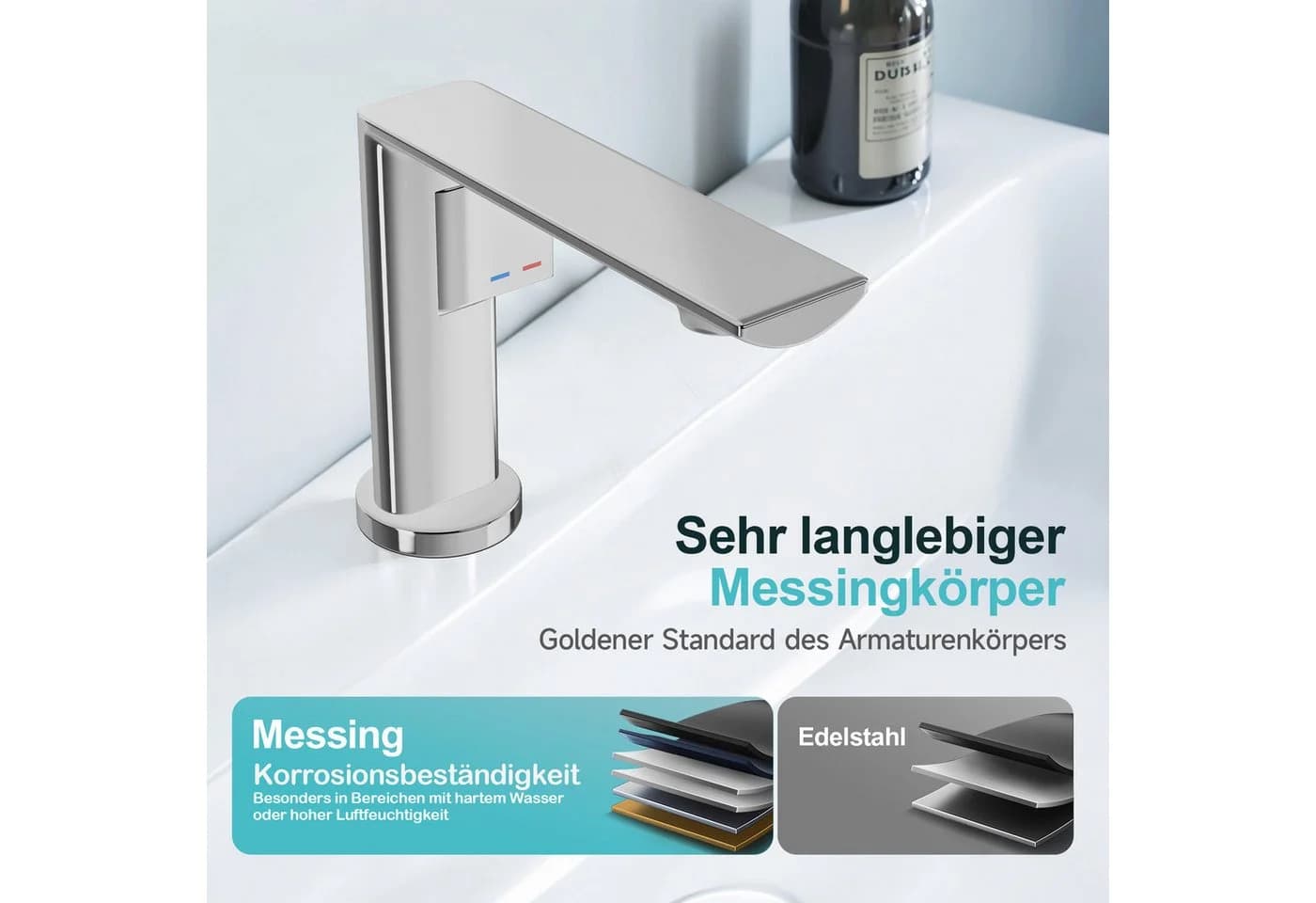 Alphabath Waschtischarmatur Chrom-Finish mit Bubbler-Struktur - Bild 3