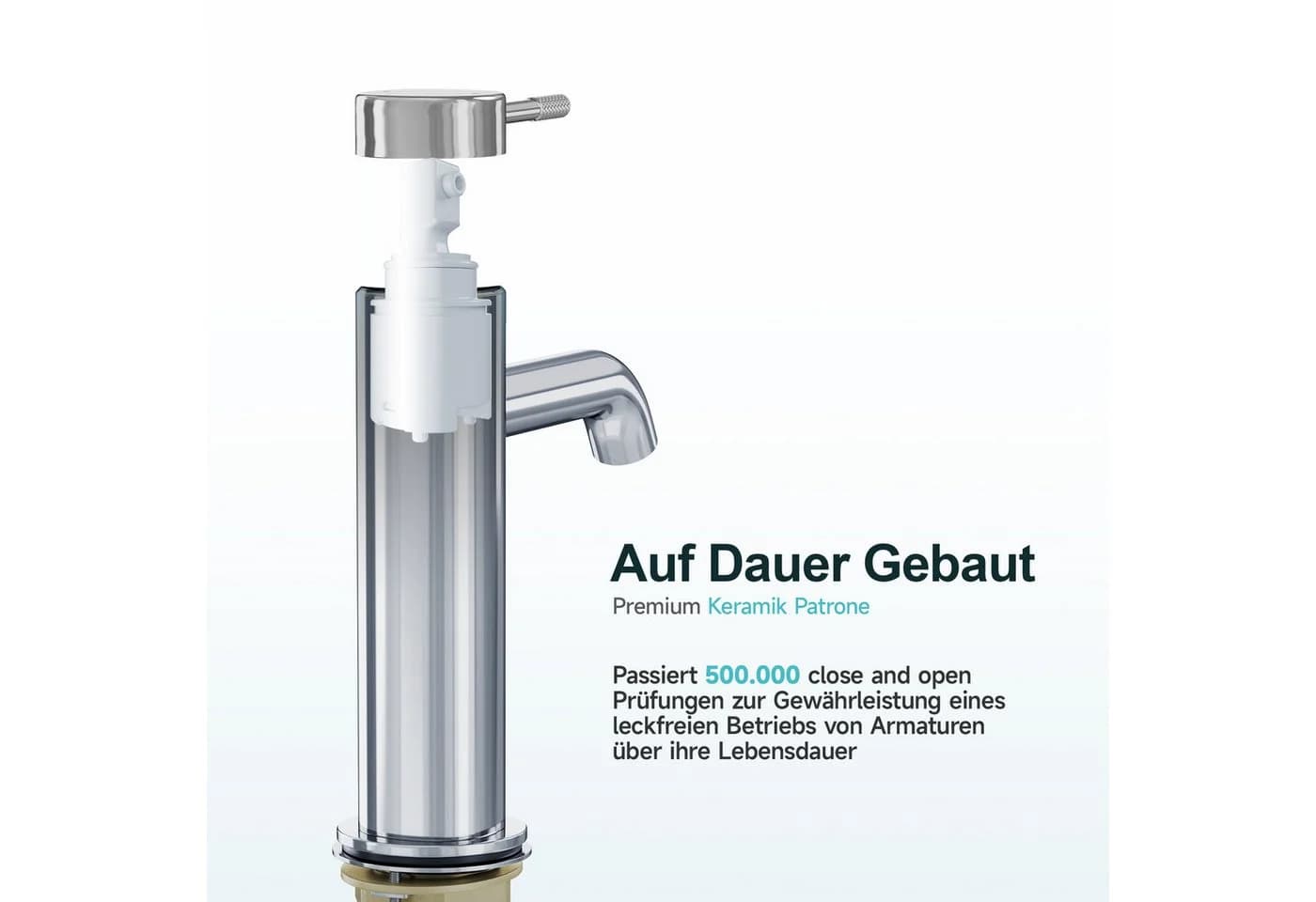 Alphabath Waschtischarmatur Set Chrom Einhebelmischer Messing - Bild 4