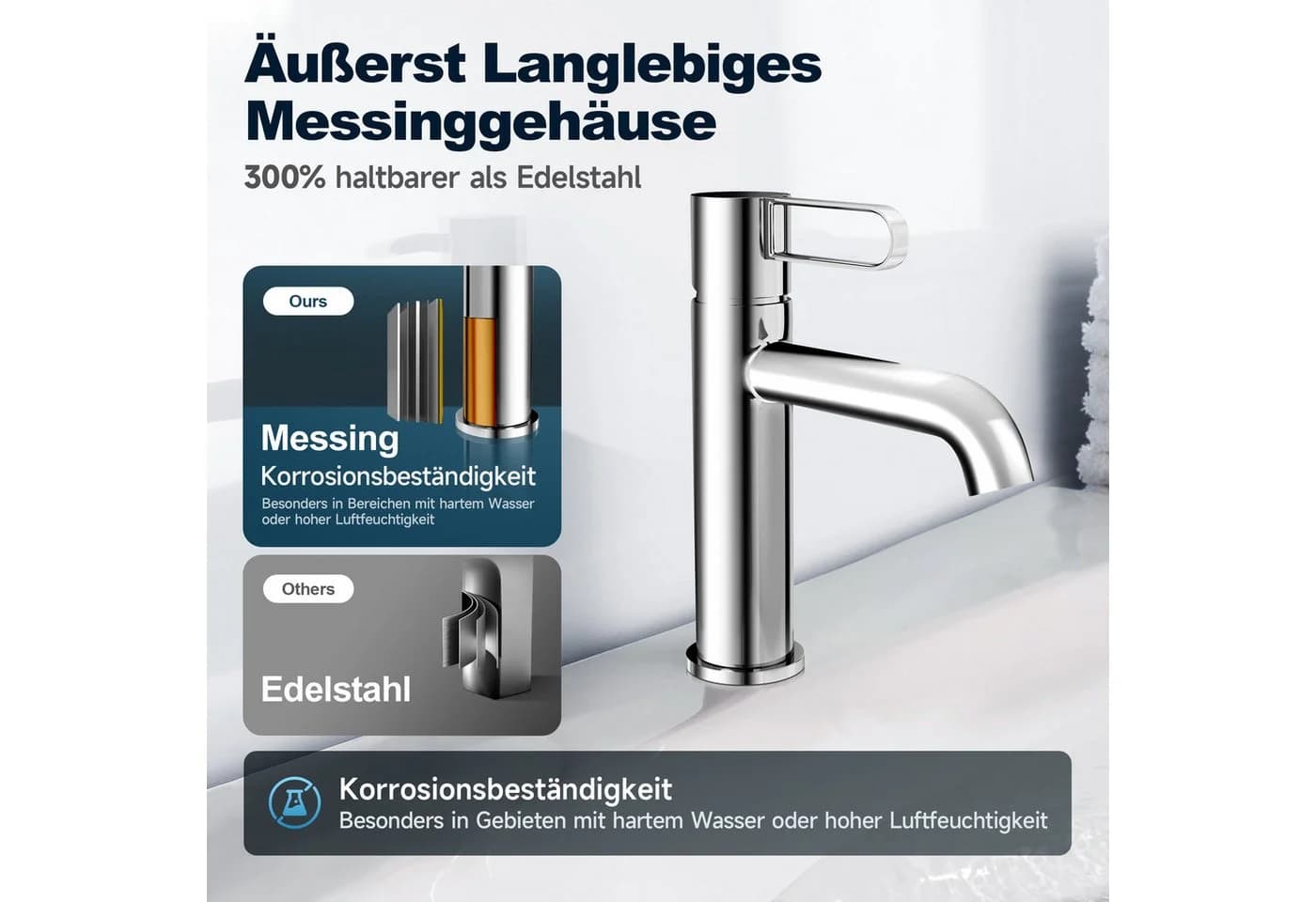 Alphabath Waschtischarmatur Einhebelmischer Chrom Messing