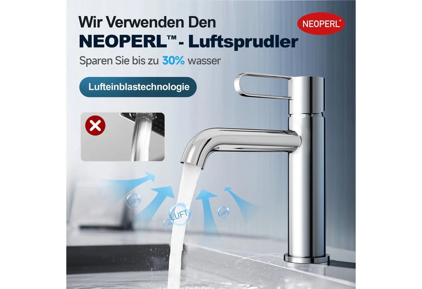 Alphabath Waschtischarmatur Einhebelmischer Chrom Messing - Bild 4