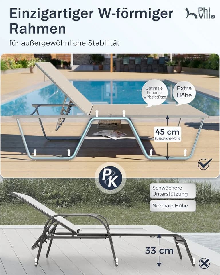 PHI VILLA Gartenliege mit verstellbarer Rückenlehne und Stauraum - Bild 3