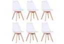 GrandCA HOME Esszimmerstuhl 4er/6er Set Moderner Gepolsterter Küchenstuhl Buchenholz Weiß Bild 2