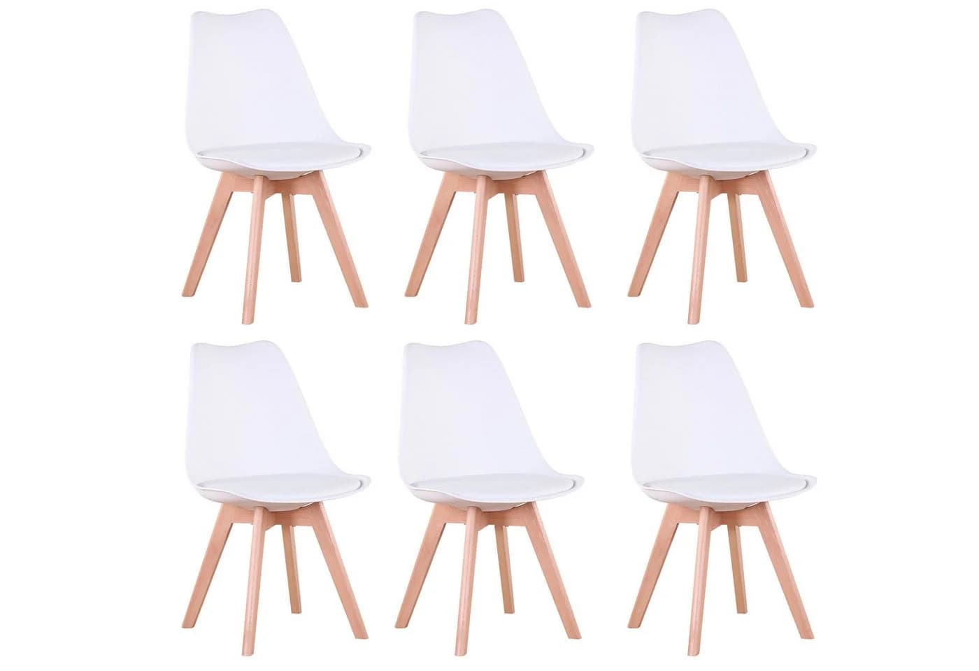 GrandCA HOME Esszimmerstuhl 4er/6er Set Moderner Gepolsterter Küchenstuhl Buchenholz Weiß - Bild 2