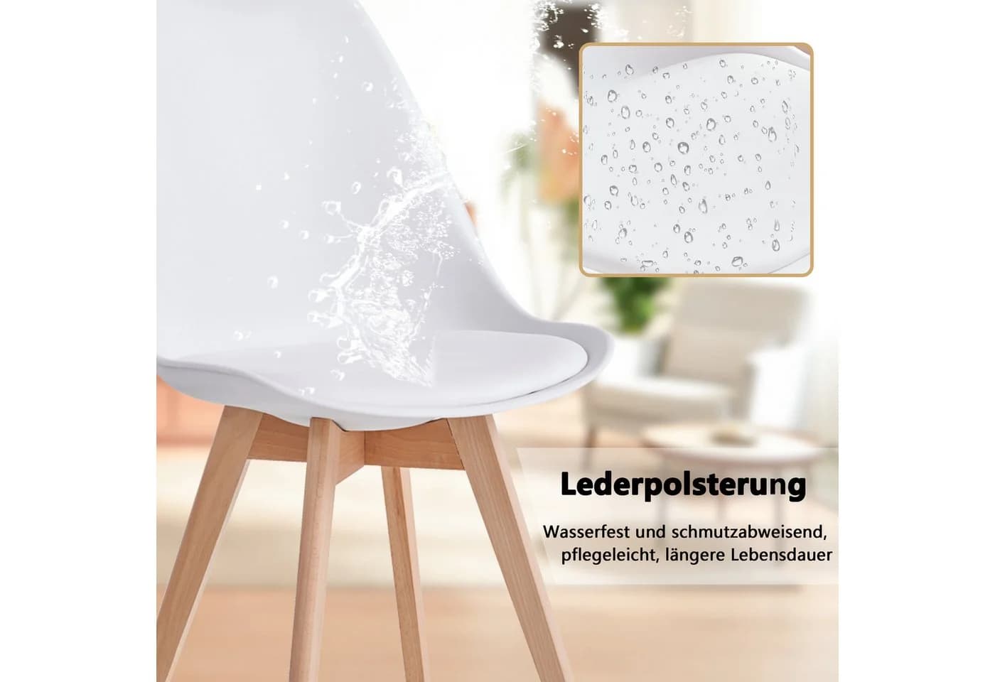 GrandCA HOME Esszimmerstuhl 4er/6er Set Moderner Gepolsterter Küchenstuhl Buchenholz Weiß - Bild 4