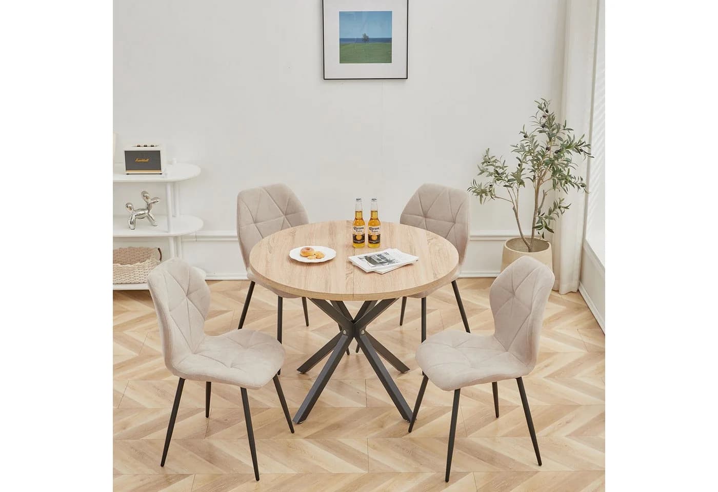 GrandCA HOME Esszimmerstuhl 4er-Set Beige Skandinavisch
