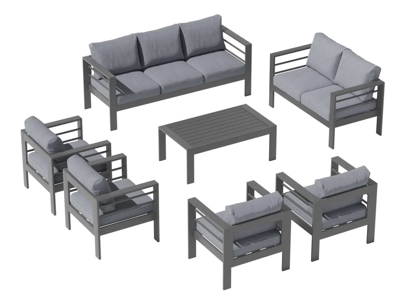 MeXo Gartenlounge-Set 8-10 Personen Aluminium Outdoor