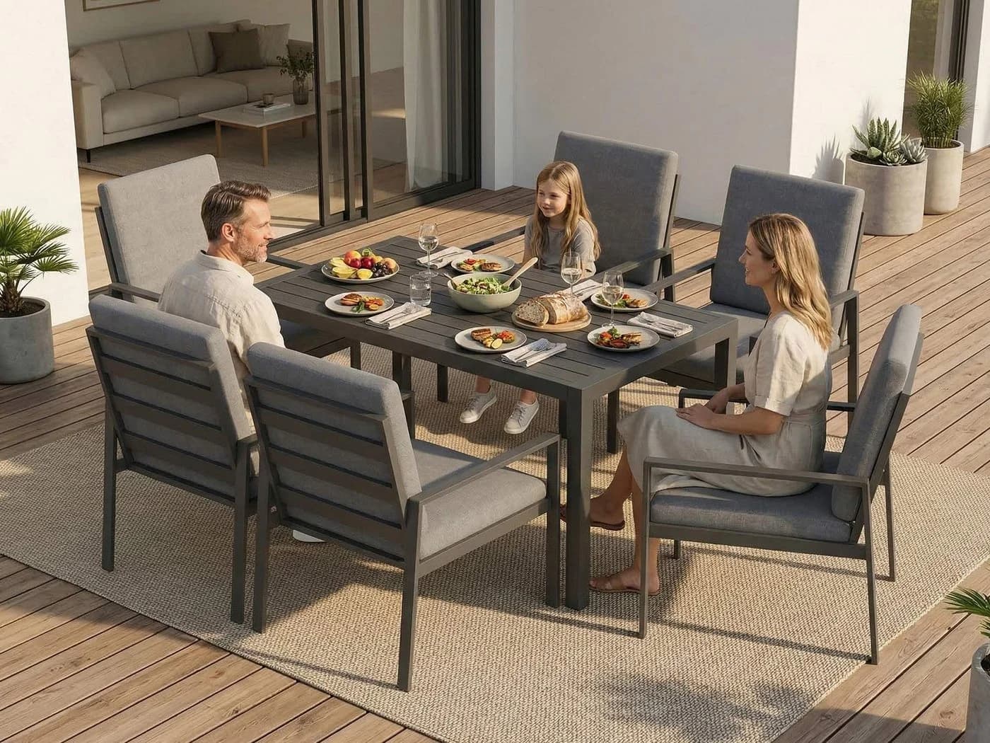 MeXo Gartenlounge-Set 7-tlg. Aluminium Polywood - Bild 3