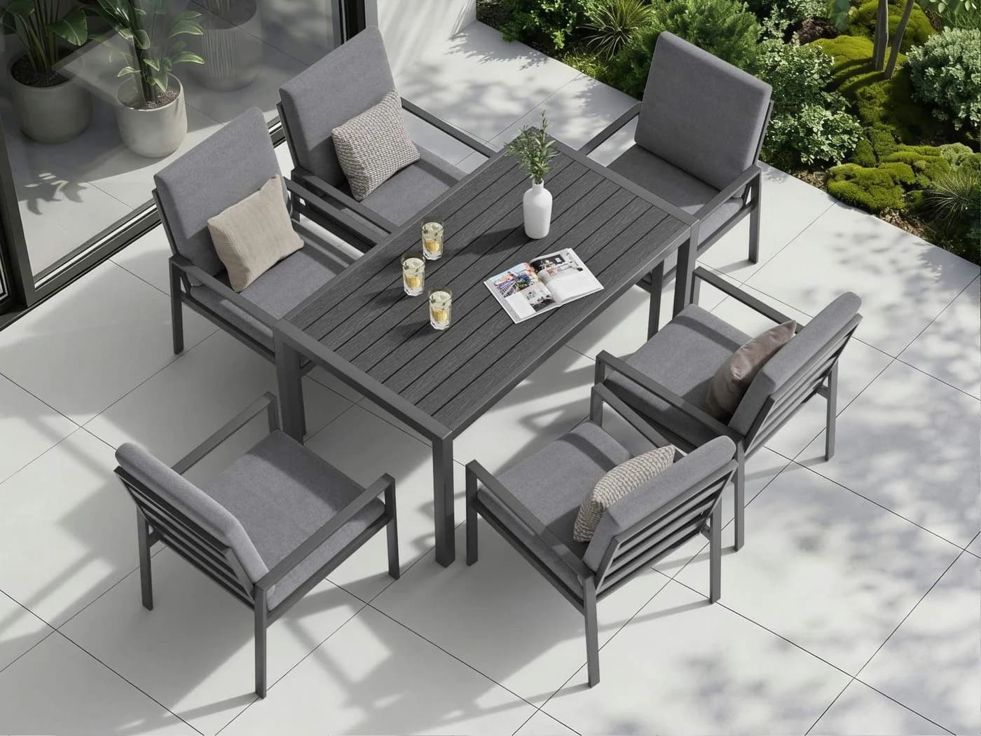 MeXo Gartenlounge-Set 7-tlg. Aluminium Polywood - Bild 4