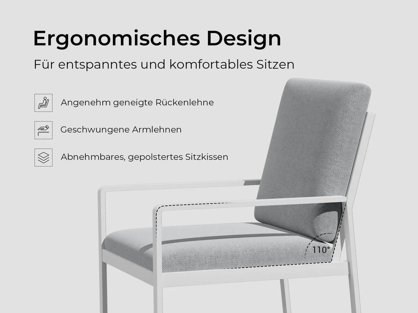 MeXo Gartenlounge-Set Aluminium Outdoor 5-tlg. Polywood Tisch & Auflagen - Bild 5