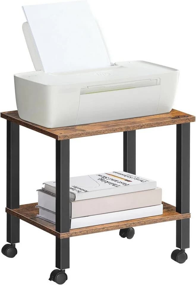 Hoobro Druckertisch mit Rollen 2 Ebenen Druckerwagen 38x28x38 cm Holzspanplatte - Bild 2