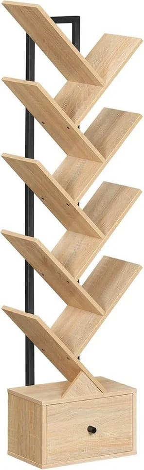 Hoobro Bücherregal Standregal 9 Ebenen Baumförmig mit Schublade - Bild 2