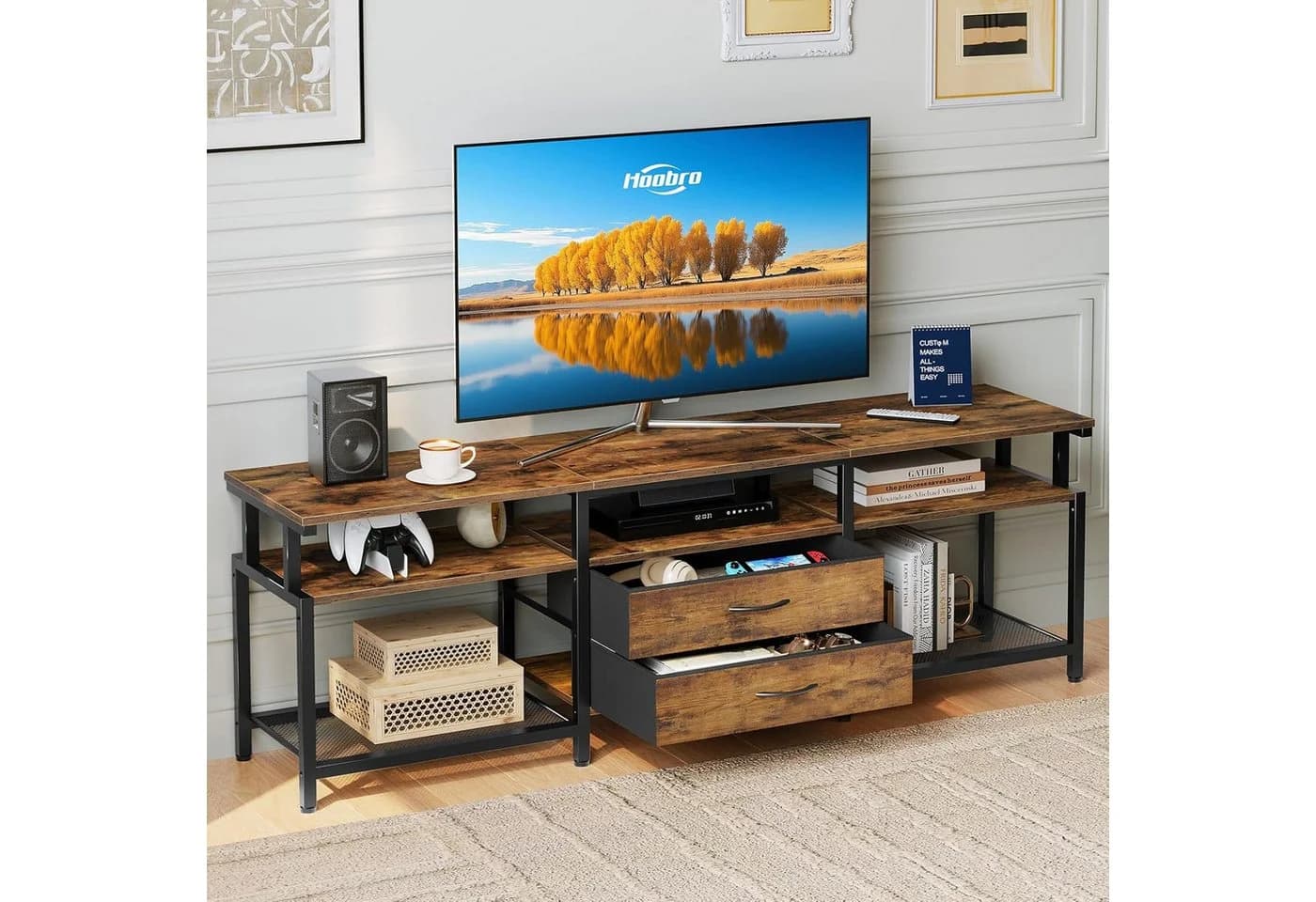 Hoobro Lowboard TV-Schrank, Sideboard, Gaming TV Board für Fernseher bis 75 Zoll