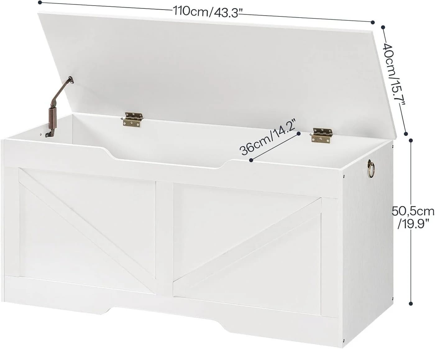 Hoobro Sitzbank mit Stauraum 110 cm Truhenbank Holzoptik - Bild 5
