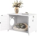 Hoobro Katzentoilette Schrank mit Doppeltüren, Katzenhaus & Katzenmöbel, Weiß Bild 1