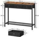 Hoobro Konsolentisch 100x25x80 cm mit 3 Schubladen Flurtisch Holz Metall Bild 3
