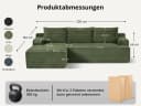 GLP Ecksofa L-Form Grün mit Schlaffunktion und Taschenfederkern Bild 5