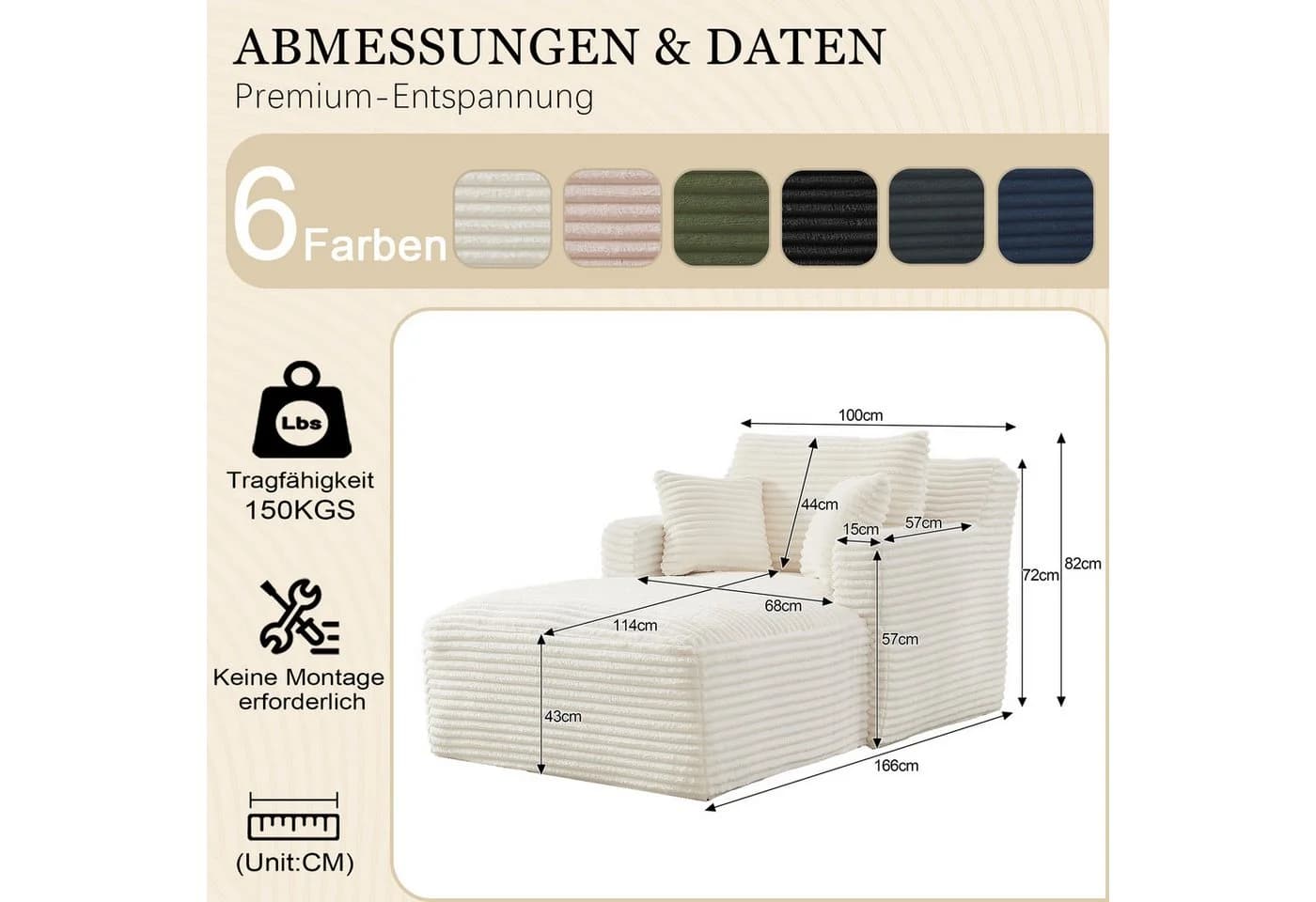 GLP Chaiselongue Cord Sofa mit Schlaffunktion - Bild 3