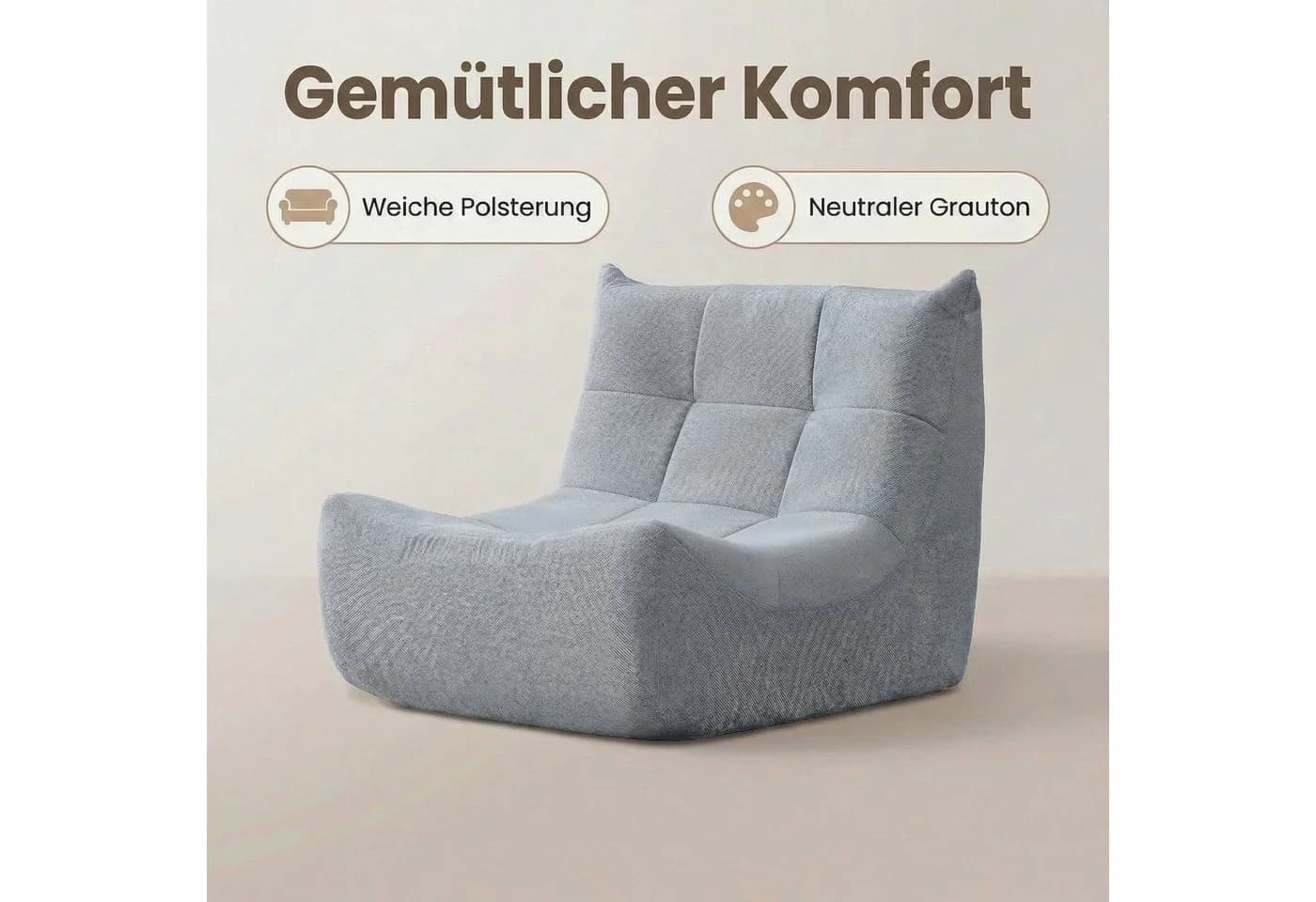 GLP Chenille Loungesessel 1-Sitzer Grau Ergonomisch - Bild 5
