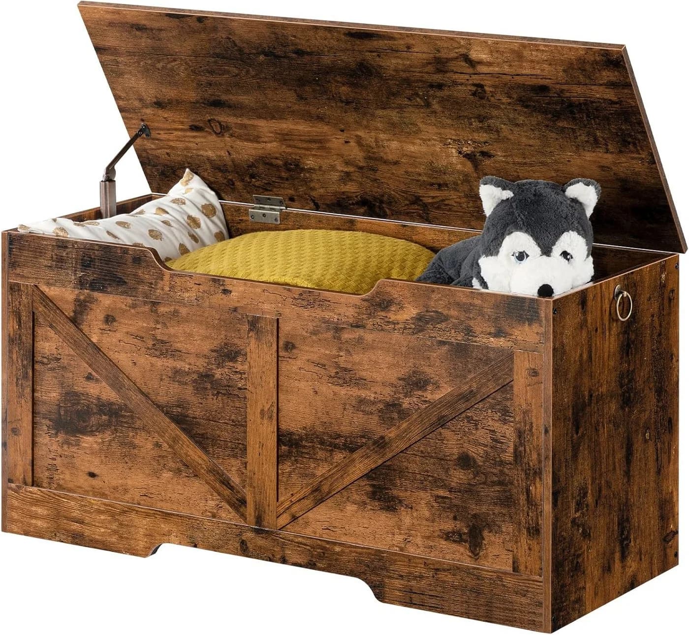 Hoobro Truhenbank aus Holz 100x40x50,5 cm Sitzbank mit Stauraum - Bild 2