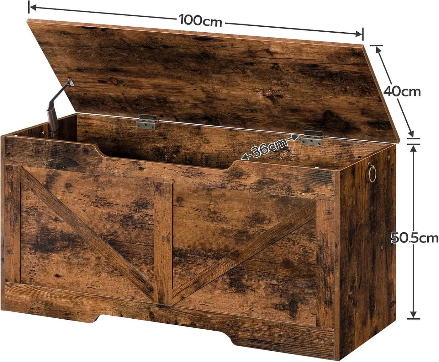 Hoobro Truhenbank aus Holz 100x40x50,5 cm Sitzbank mit Stauraum - Bild 4