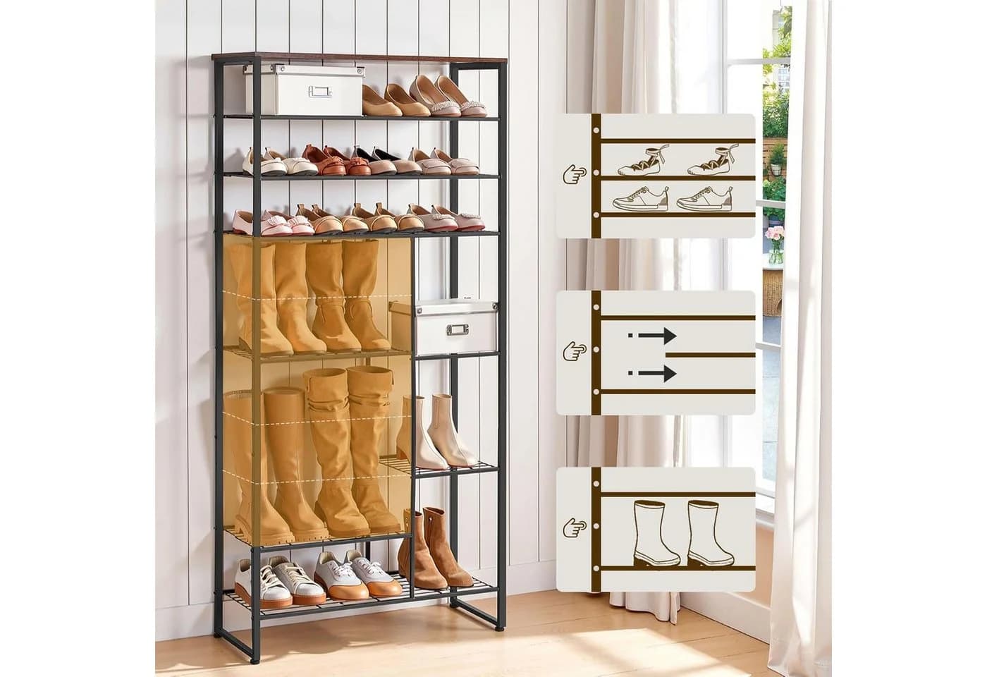 Hoobro Schuhregal 10 Ebenen 172,5 cm Schuhablage 27-30 Paar - Bild 5