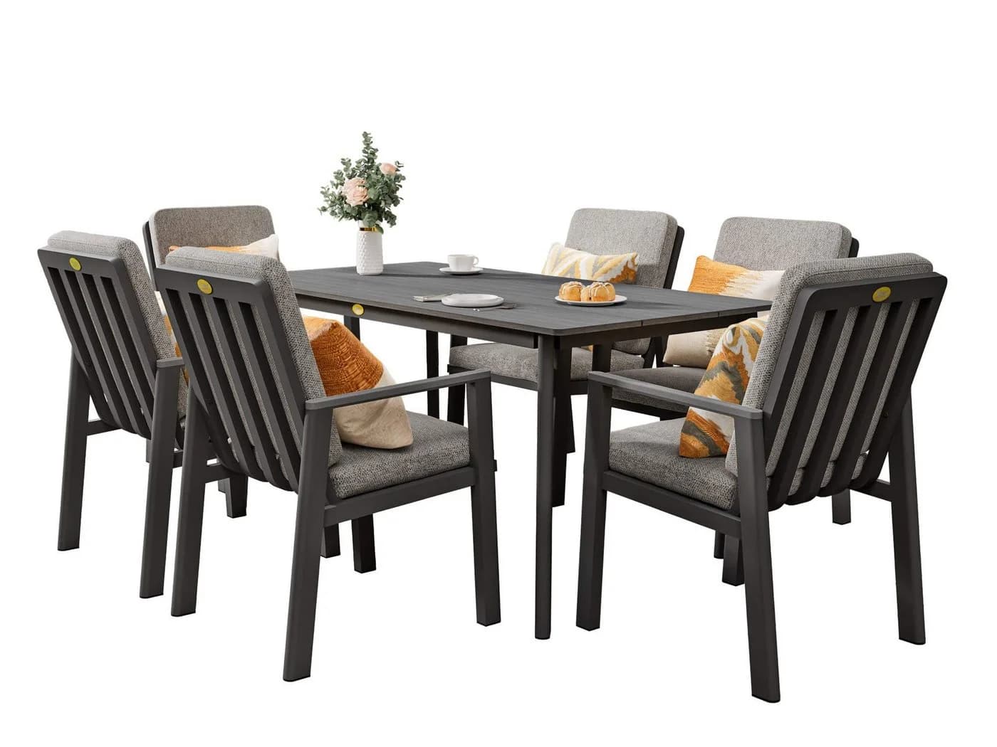 MeXo Gartenlounge-Set Aluminium 7-tlg. Beige/Grau