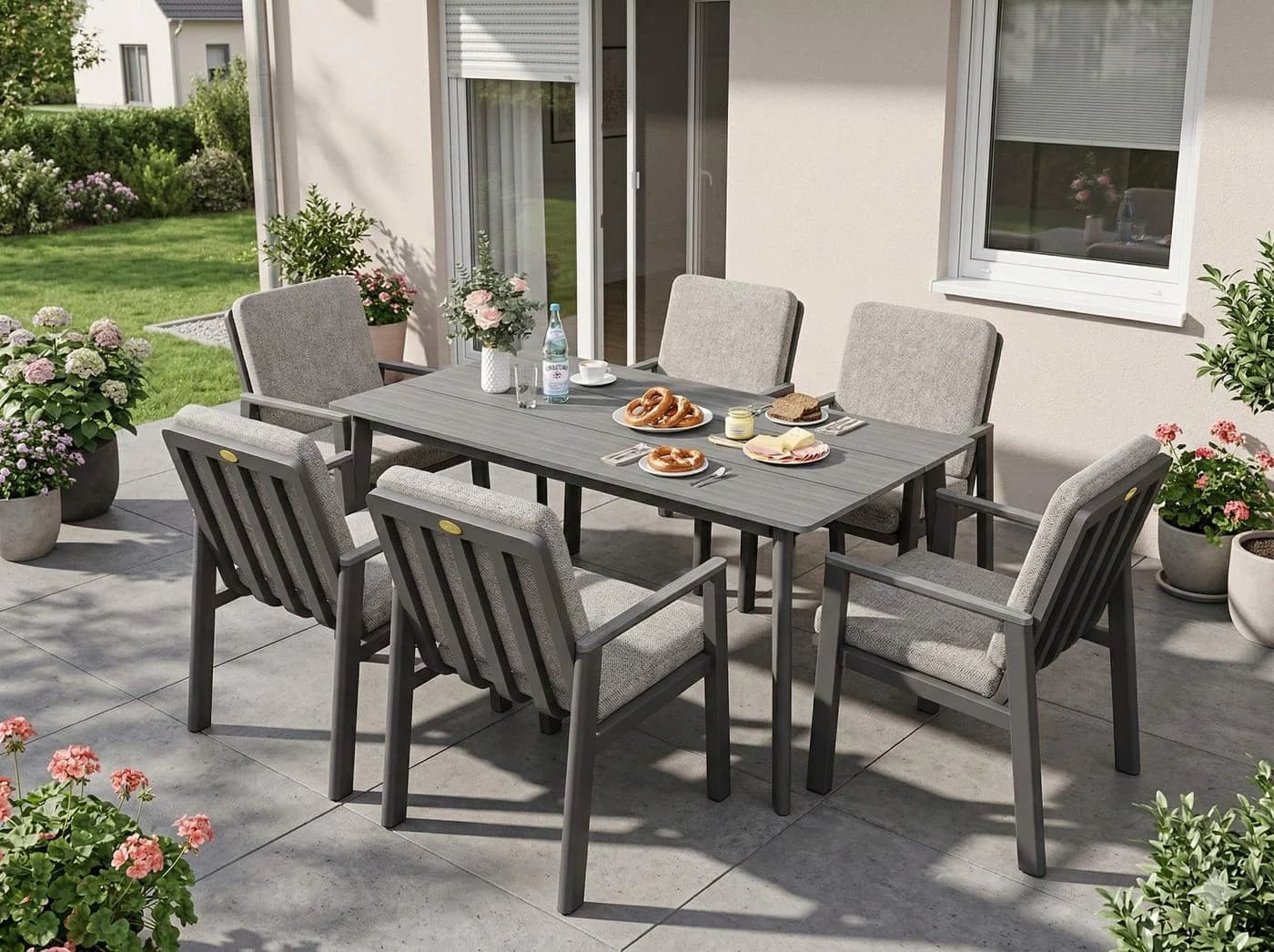 MeXo Gartenlounge-Set Aluminium 7-tlg. Beige/Grau - Bild 2
