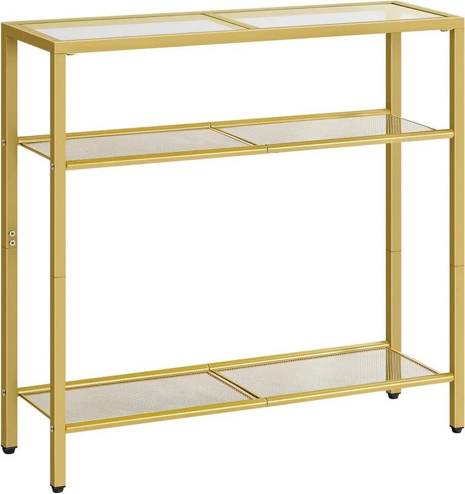 Hoobro Konsolentisch Gold 3 Ebenen Glas Metall Flurtisch 75cm - Bild 2