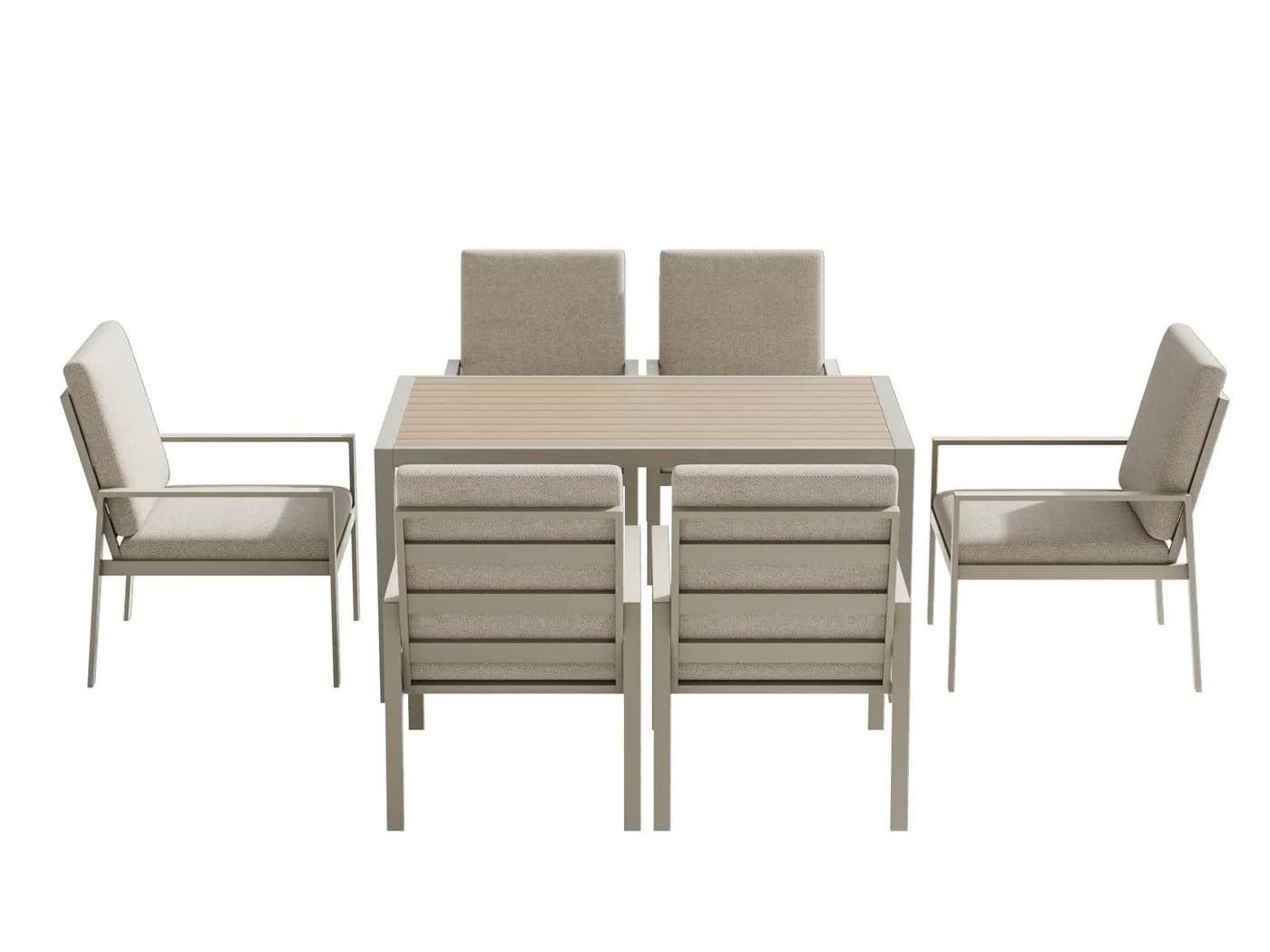 MeXo Gartenlounge-Set 6-tlg. Aluminium Beige Polywood