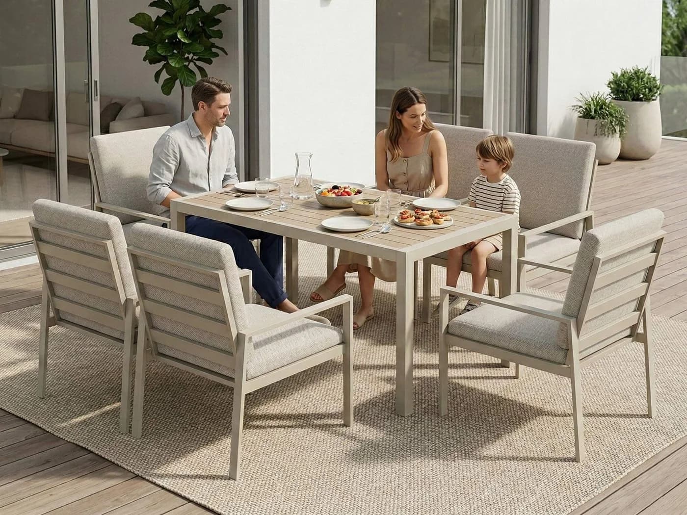 MeXo Gartenlounge-Set 6-tlg. Aluminium Beige Polywood - Bild 3