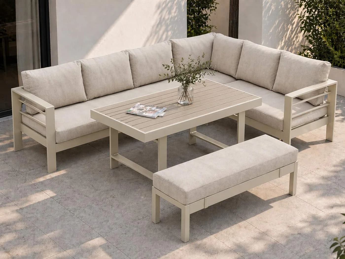 MeXo Gartenlounge-Set XXL Aluminium 6-8 Personen Beige - Bild 2
