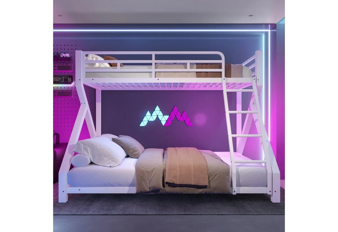 Odikalo Etagenbett Kinderbett Jugendbett 90x200 140x200 mit LED