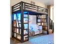 Odikalo Hochbett Metallbett 90x200 140x200 mit LED-Lichtleiste Bild 1