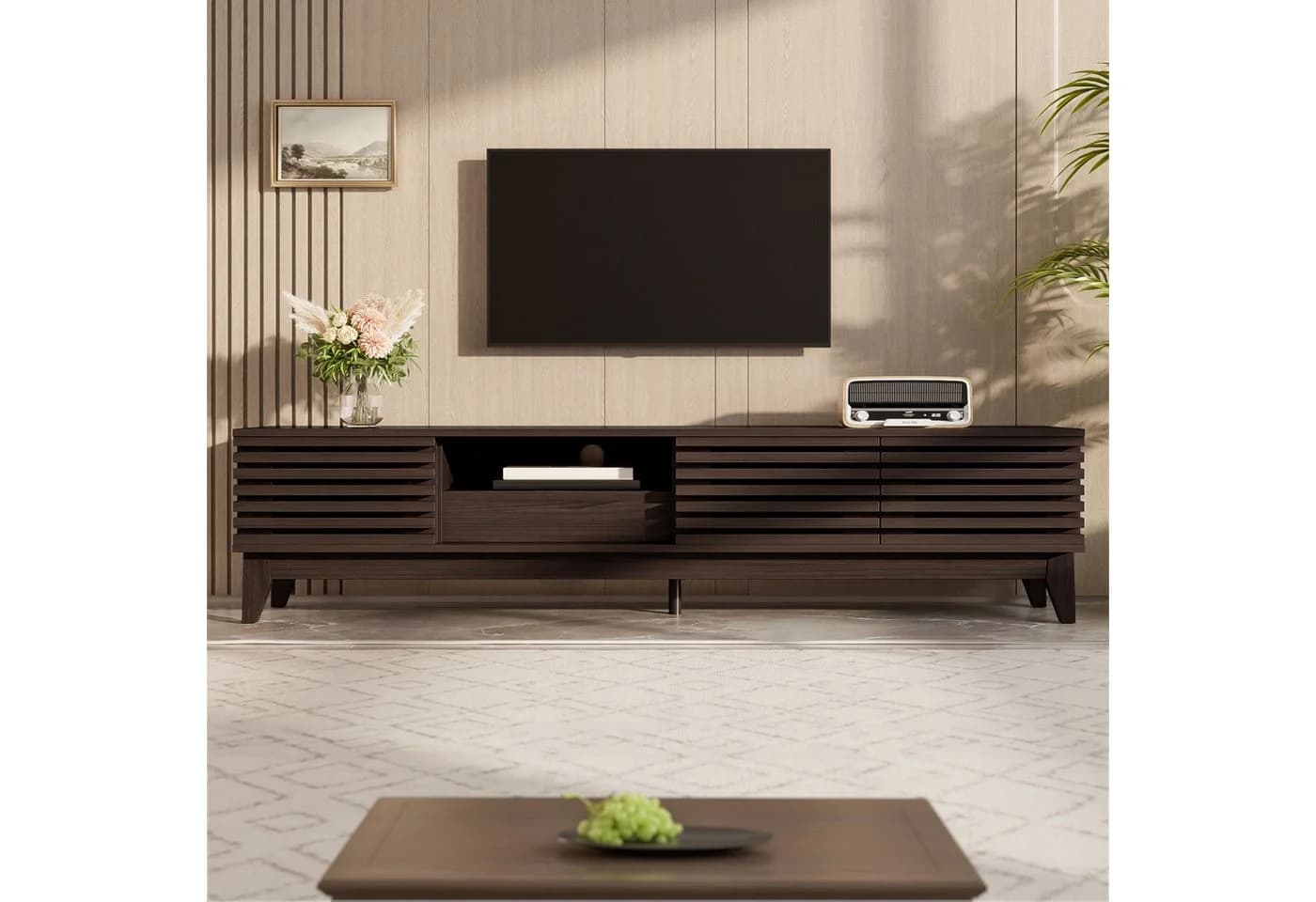 Odikalo TV-Schrank Lowboard Fernsehschrank mit Schublade Vintage-Holzfarbe