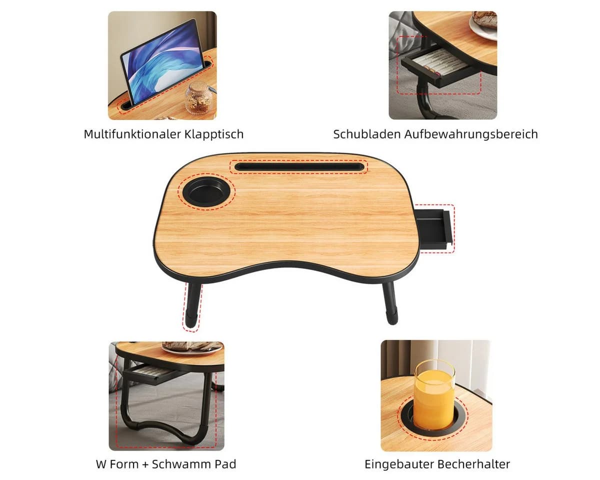 GLP Laptoptisch Klappbar mit Fach Schwarz - Bild 5