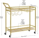 Hoobro Servierwagen auf Rollen mit Glasablage und Metallgestell Gold Bild 3