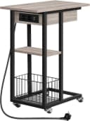 Hoobro Beistelltisch mit USB-Ladestation & Rollen Bild 2