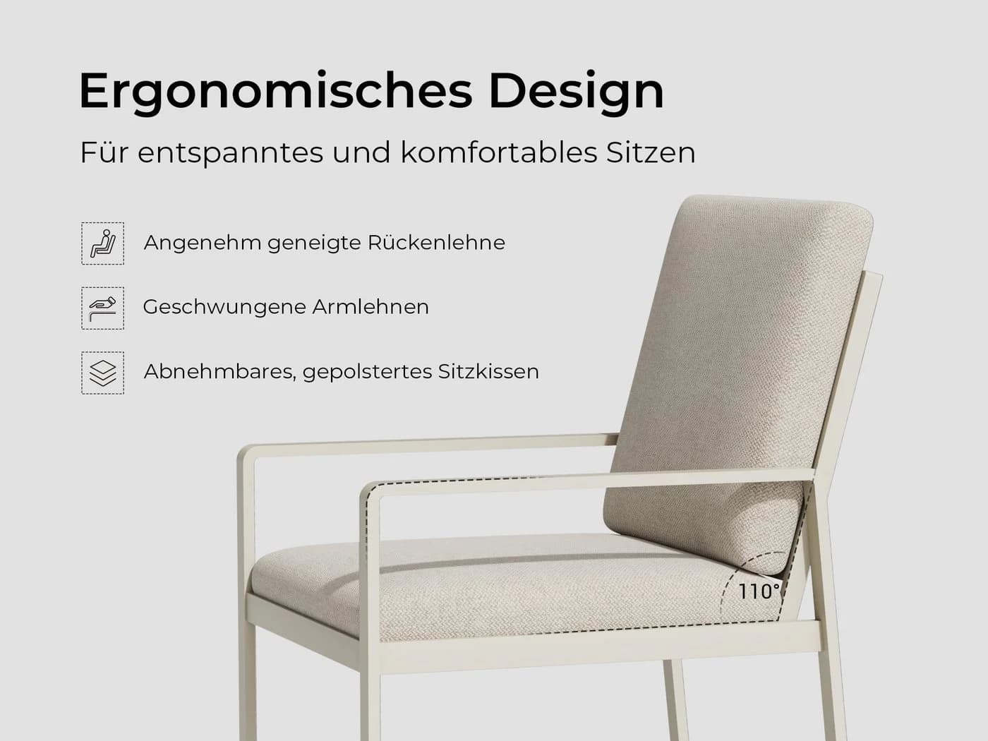 MeXo Gartenlounge-Set 2-tlg. Aluminium Sessel Beige - Bild 4
