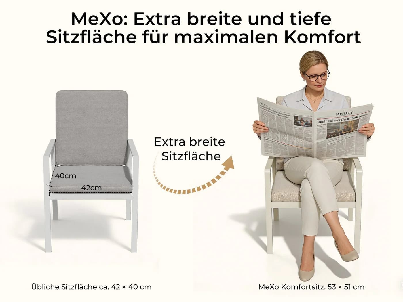 MeXo Gartenlounge-Set 2-tlg. Aluminium Sessel Beige - Bild 5