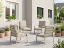 MeXo Gartenlounge-Set 4-tlg. Aluminium Stühle Beige mit Kissen Bild 1