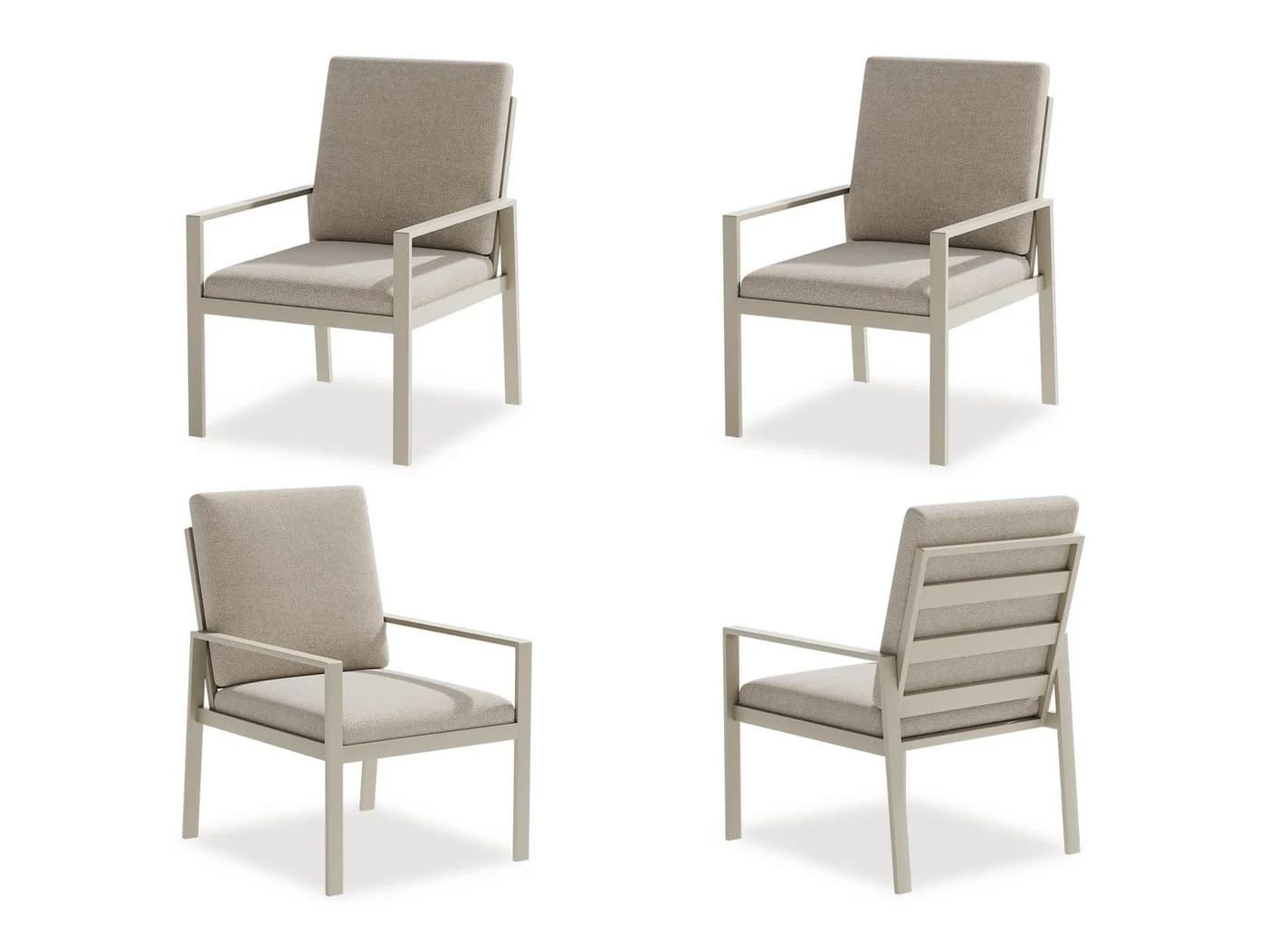 MeXo Gartenlounge-Set 4-tlg. Aluminium Stühle Beige mit Kissen - Bild 2