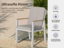 MeXo Gartenstuhl 4er Set Aluminium mit Kissen Beige/Weiß Bild 1