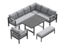 MeXo Gartenlounge-Set XXL 6-tlg. Grau Aluminium mit Esstisch Bild 1