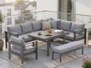 MeXo Gartenlounge-Set XXL 6-tlg. Grau Aluminium mit Esstisch Bild 2